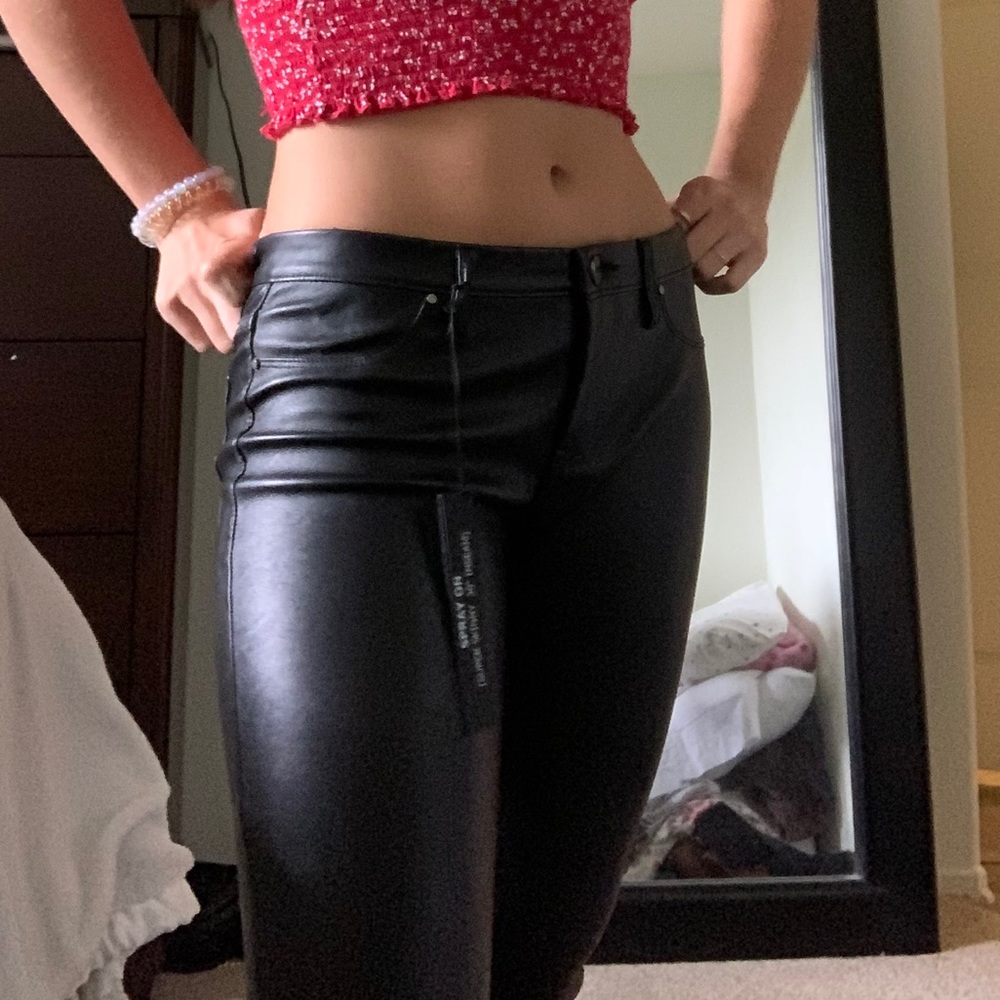 Black Leather Skinny Jeans